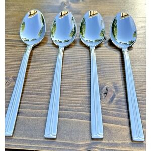 Mikasa Satinique Korea 18/8 Stainless Oval Soup Spoons Set 4 Flatware